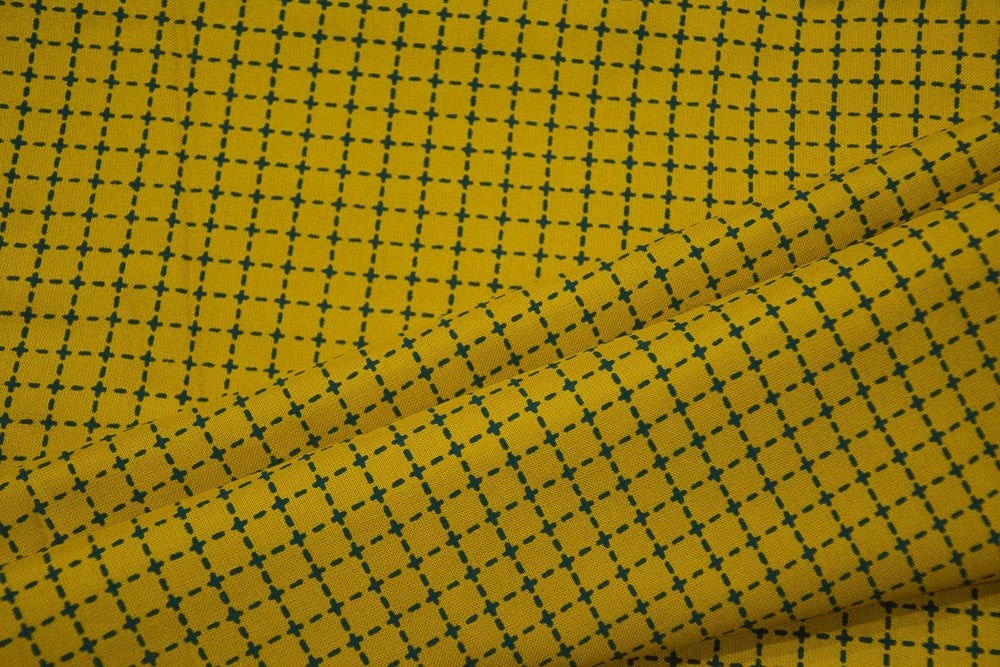 FRESSIA YELLOW LINE PRINT RAYON FABRIC-HF4675