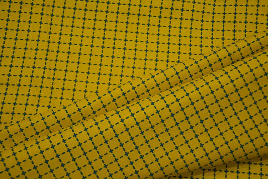 FRESSIA YELLOW LINE PRINT RAYON FABRIC-HF4675