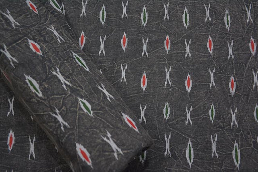 STONE WASH DARK GREY PRINTED COTTON FABRIC-HF3101