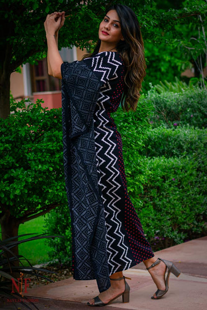 RED DOT POLKA PRINTED COTTON KAFTAN-NVK99