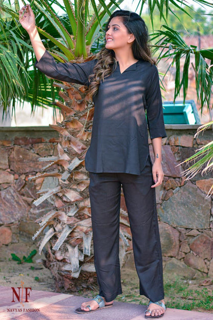 JET BLACK MODAL NIGHT SUIT-NS41
