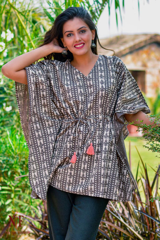 NATURAL DYE KASHISH STRIPES KAFTAN TOP-NVK124