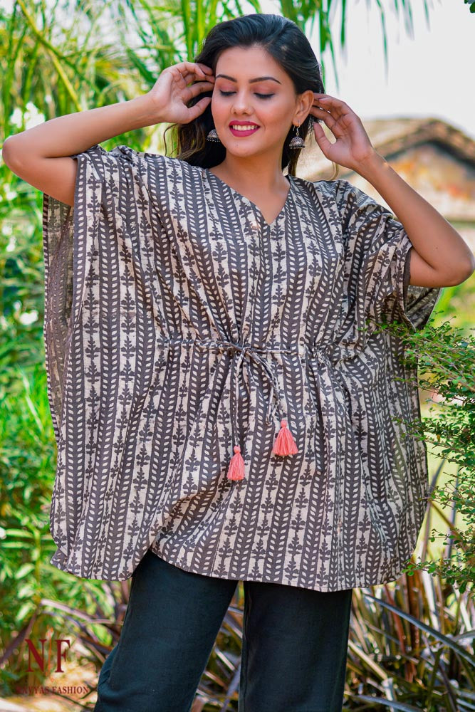 NATURAL DYE KASHISH STRIPES KAFTAN TOP-NVK124