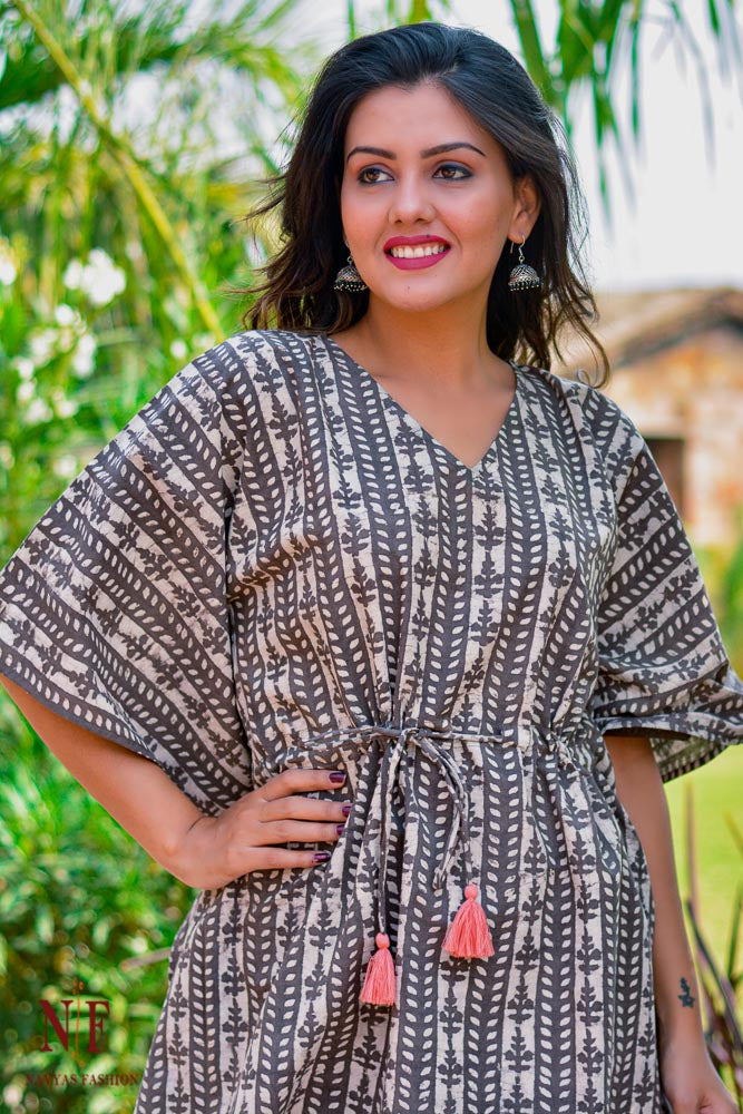 NATURAL DYE KASHISH STRIPES KAFTAN TOP-NVK124