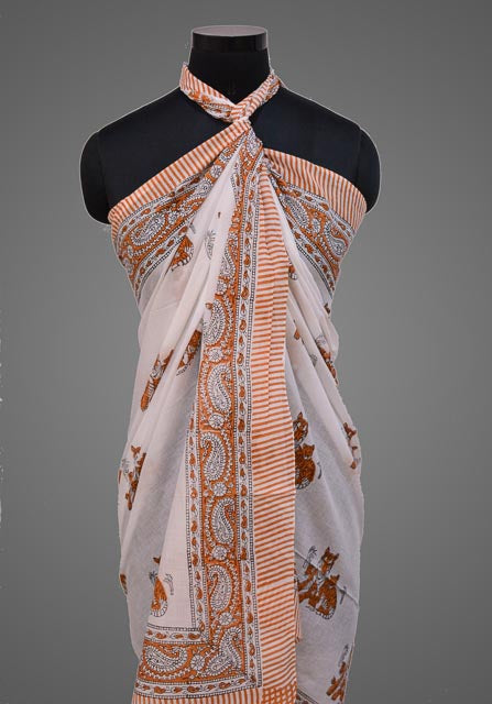 ANIMAL PRINTED PAREO SARONG IN PEACH COLOR- NPS154