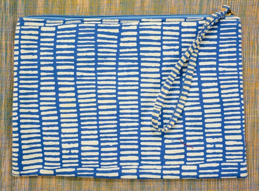 NAVY BLUE BLOCK PRINTED COTTON CANVAS BAG (11*8 inch) -CB1