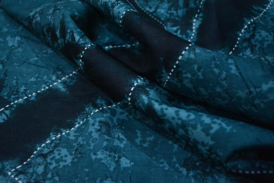 SEA GREENISH BLUE PRINTED FINE RAYON FABRIC-RF38