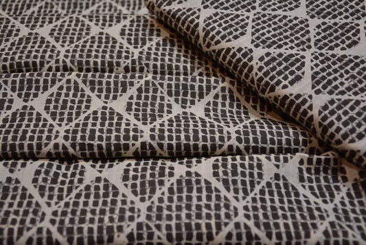 DARK GREY PRINTED INDIAN COTTON FABRIC-HF1620