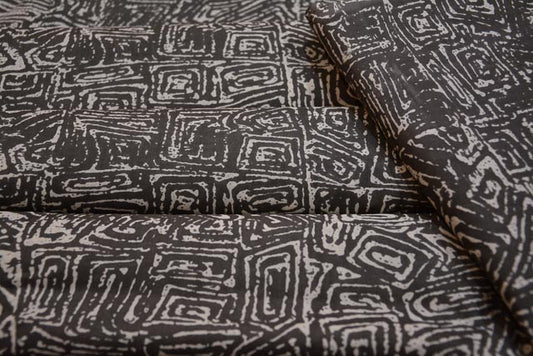 DARK GREY PRINTED INDIAN COTTON FABRIC-HF1612