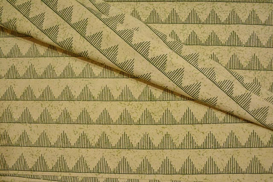 GREEN CHEVRON BLOCK PRINTED COTTON FABRIC-HF1673