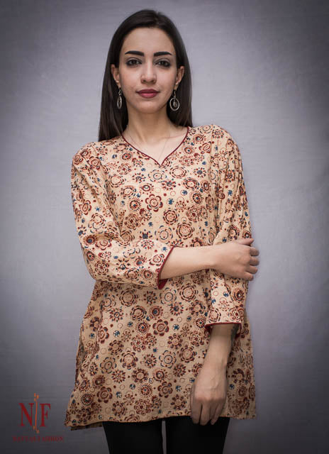 KALAMKARI FLORAL PRINTED MULTI COLORED KURTA -NVD19