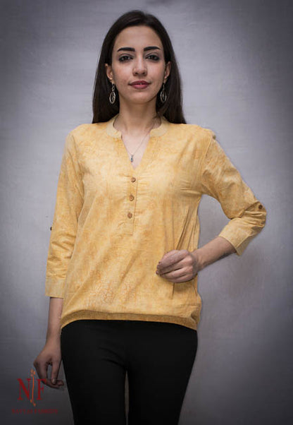 CRACK BLOCK PRINT SHORT TOP -NVD32