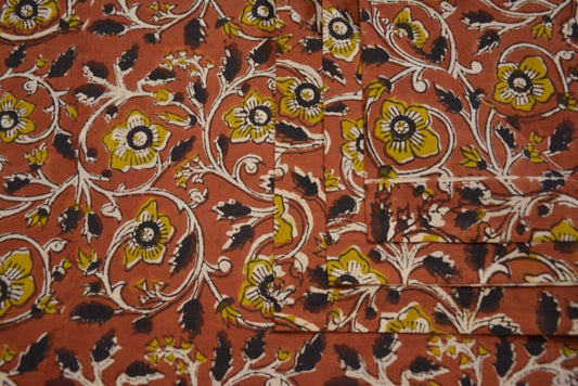 KALAMKARI COTTON FLORAL PRINT FABRIC-HF1765