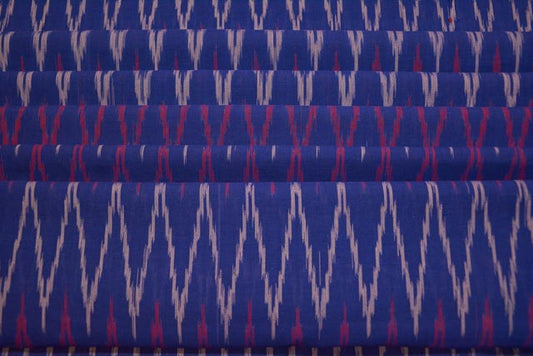 ROYAL BLUE FINE IKAT HANDLOOM FABRIC-HF1823