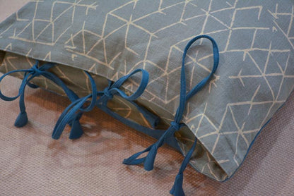 GREYISH GREEN GEOMETRICAL BLOCK PRINT CUSHION COVER-BC19
