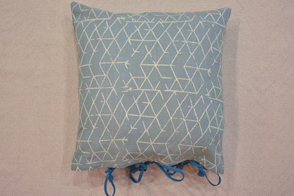 GREYISH GREEN GEOMETRICAL BLOCK PRINT CUSHION COVER-BC19