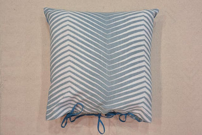 GREYISH GREEN ZIGZAG BLOCK PRINT CUSHION COVER-BC20