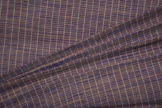 PURPLE AND BROWN DOUBLE TONE HANDLOOM KHARI COTTON FABRIC -KD65