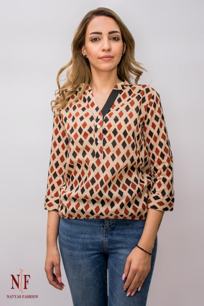 BAGRU BLOCK PRINT SHORT TOP -NVT39
