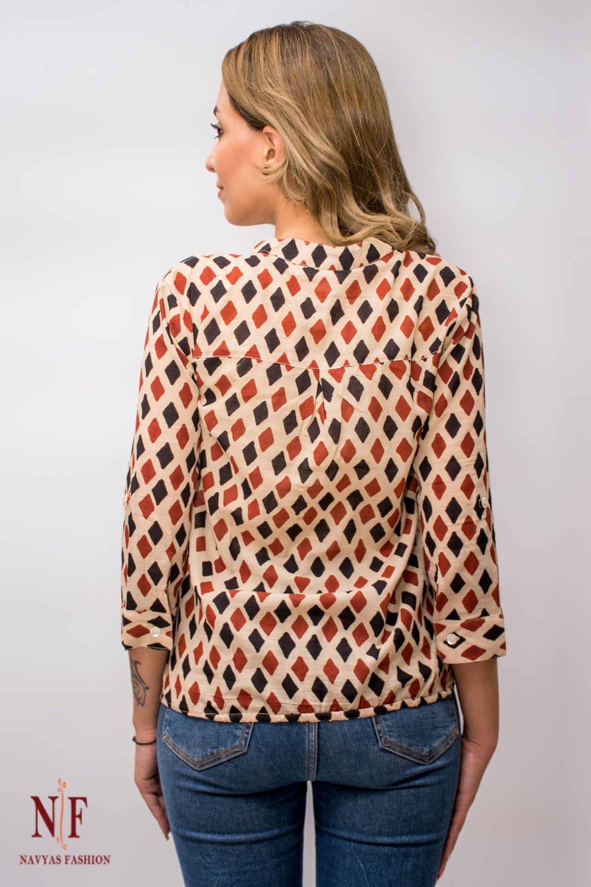 BAGRU BLOCK PRINT SHORT TOP -NVT39