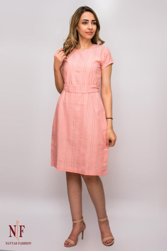 PINK STRIPES KHARI COTTON DRESS-NFVT18