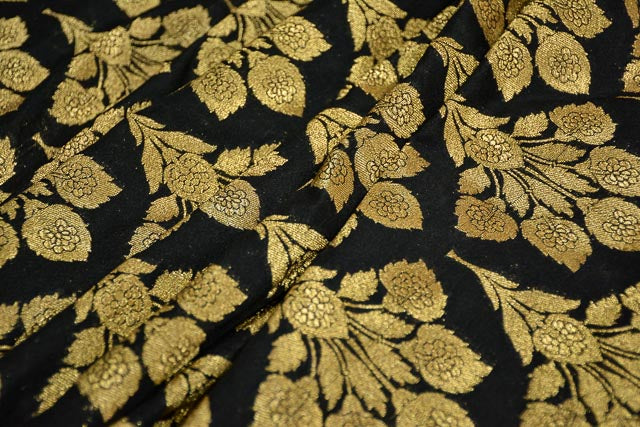 BLACK BANARASI ART SILK FABRIC-NVHF1987