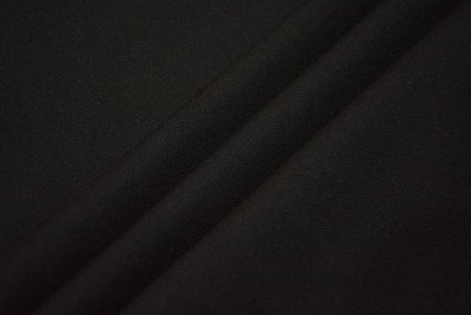 JET BLACK WOOL FABRIC -NVHF4133