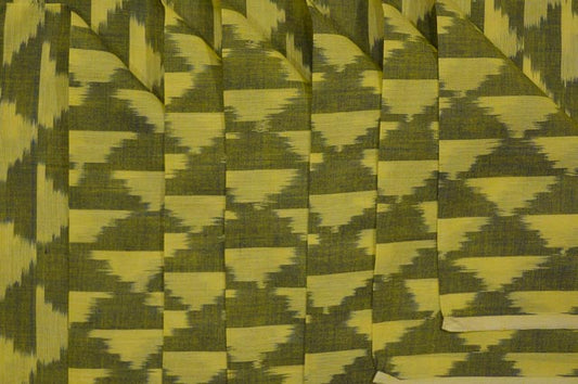 GREEN AND YELLOW FINE IKAT FABRIC-NVHF2090