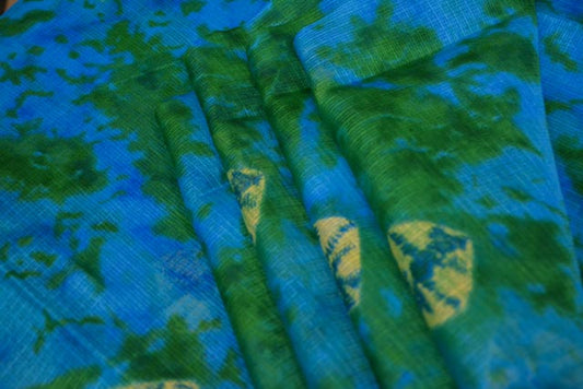 BLUE GREEN PRINTED KOTA DORIA FABRIC-HF1128