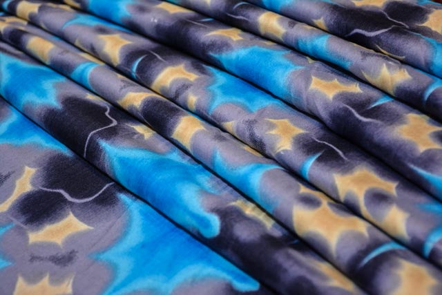 BLUE AND GREY PRINTED FINE RAYON FABRIC-RF17