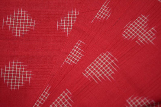 RED AND WHITE DOUBLE IKAT FABRIC BY THE YARD-HF4366