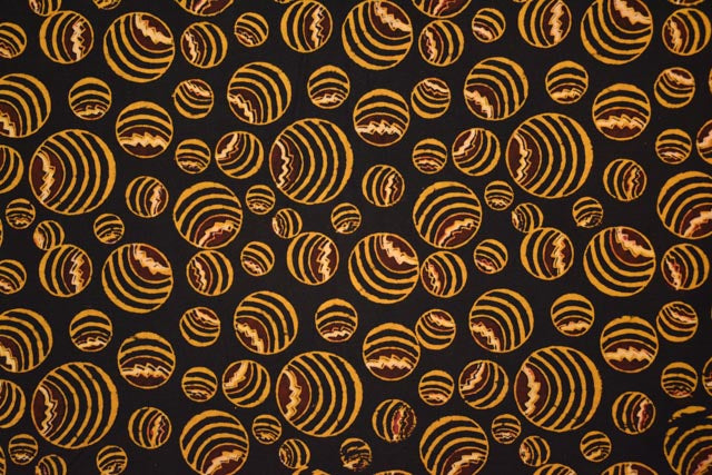 BLACK AND YELLOW CIRCLE AJRAKH FABRIC-HF1187