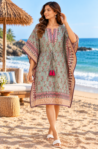 Blush Breeze Twill Cotton Kaftan