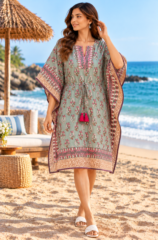 Blush Breeze Twill Cotton Kaftan