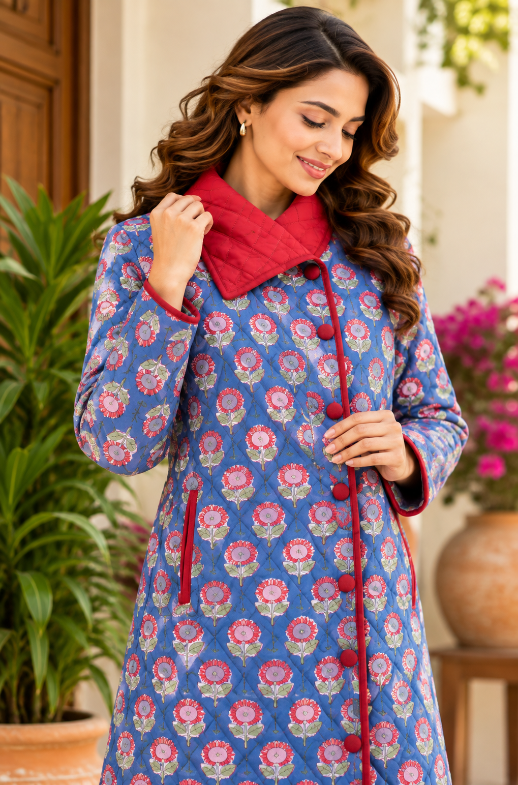ROSE BLUE COTTON QUILTED JACKET-NVQJ662