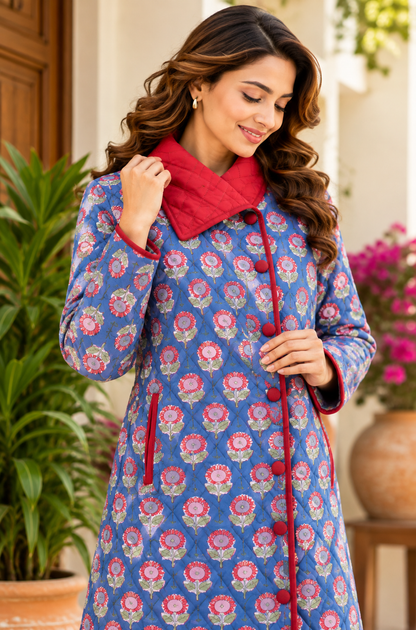 ROSE BLUE COTTON QUILTED JACKET-NVQJ662