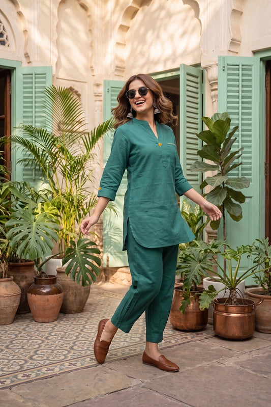 Go Green  Poplin Cotton Coord Set-NVCD53
