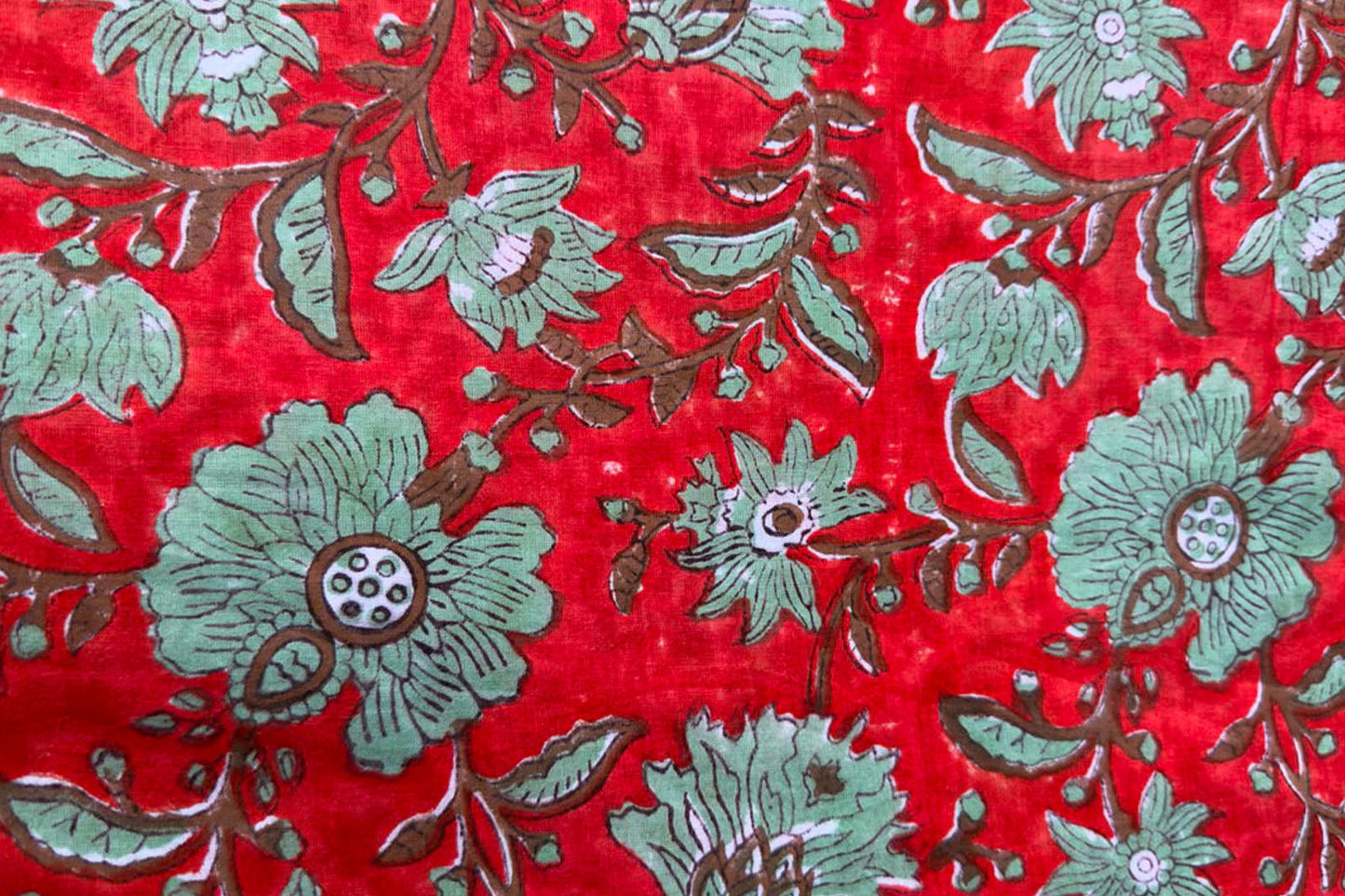 FLORAL HAND BLOCK PRINTED COTTON FABRIC-HF6450