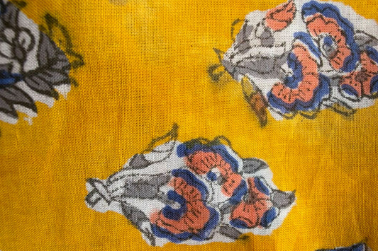 FLORAL HAND BLOCK PRINTED COTTON FABRIC-HF6451