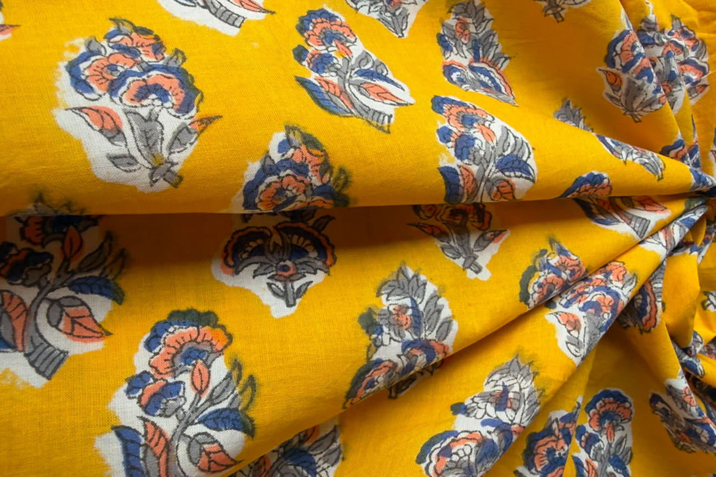 FLORAL HAND BLOCK PRINTED COTTON FABRIC-HF6451