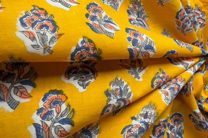 FLORAL HAND BLOCK PRINTED COTTON FABRIC-HF6451