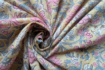 FLORAL HAND BLOCK PRINTED COTTON FABRIC-HF6452