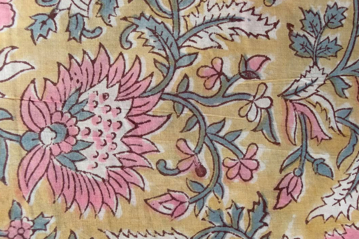 FLORAL HAND BLOCK PRINTED COTTON FABRIC-HF6452