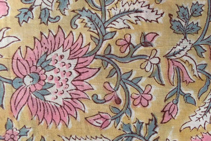 FLORAL HAND BLOCK PRINTED COTTON FABRIC-HF6452