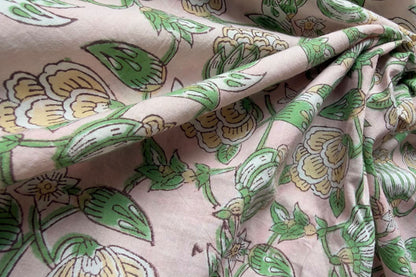 FLORAL HAND BLOCK PRINTED COTTON FABRIC-HF6453