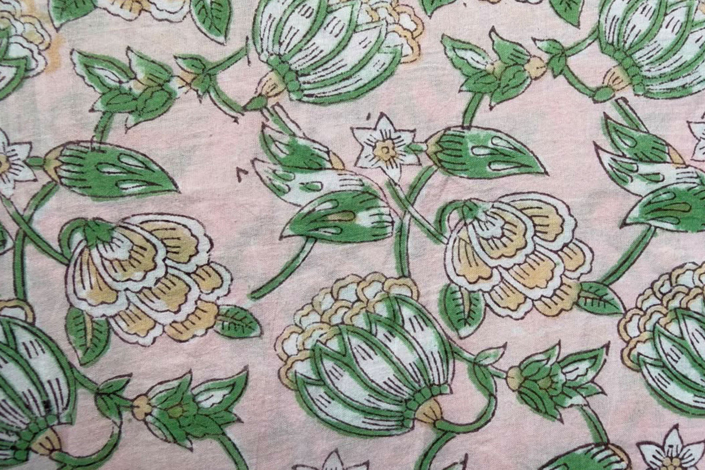 FLORAL HAND BLOCK PRINTED COTTON FABRIC-HF6453