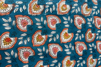 FLORAL HAND BLOCK PRINTED COTTON FABRIC-HF6454