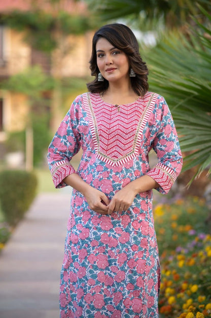 PINK FLORALKURTA -NVKS758