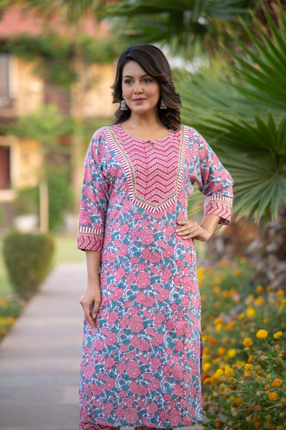 PINK FLORALKURTA -NVKS758