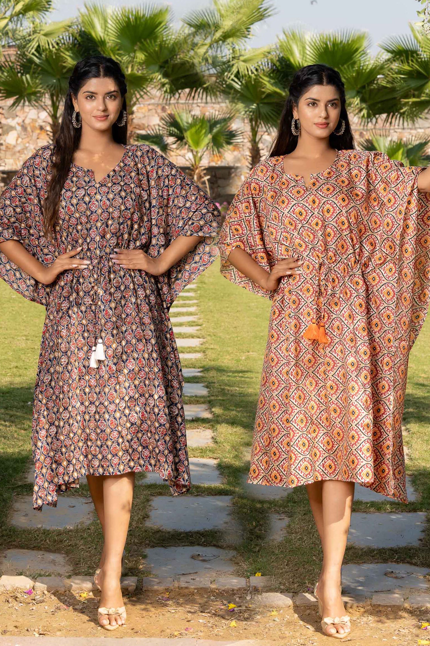 GEOMETRIC PRINTED KAFTAN COMBO SET-NVK381